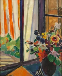 Blumen vor einem Fenster, ca. 1930